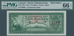 01332 Curacao: 10 Gulden 1943 SPECIMEN, P.26s In Perfect Condoition, PMG Graded 66 Gem Uncirculated EPQ - Andere - Amerika