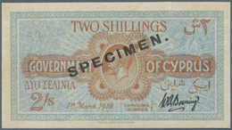 01338 Cyprus / Zypern: 2 Shillings 1920 Specimen, P.15s, Tiny Tear At Upper Margin, Soft Horizontal Fold A - Zypern