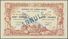 01362 Djibouti / Dschibuti: 100 Francs 1920 Banque De L'Indochine P. 5 With "Annule" Stamp On Front And Ba - Djibouti