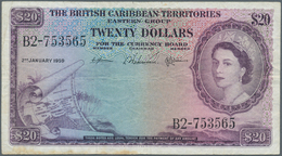 01389 East Caribbean States / Ostkaribische Staaten: 20 Dollars 1959 P. 11, Used With Folds And Creases, N - East Carribeans