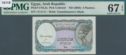 01398 Egypt / Ägypten: 5 Piastres ND(2002) P. New With Rare Serial Number #1111111 In Condition: PMG Grade - Egypt