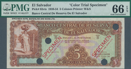 01401 El Salvador: Banco Central De Reserva De El Salvador 5 Colones 1938 Color Trial SPECIMEN By Waterlow - El Salvador