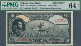 01416 Ethiopia / Äthiopien: 10 Dollars ND(1945) Specimen P. 14s, With Front And Back Separately Printed, B - Ethiopia