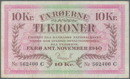 01429 Faeroe Islands / Färöer: 10 Kroner 1940 P. 11a, Pressed, Traces Of Former Folds Especially Visible O - Färöer Inseln