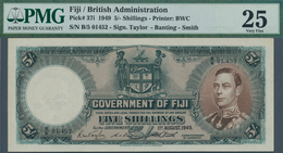 01442 Fiji: 5 Shillings 1949 P. 37i, Condition: PMG Graded 25 VF. - Fidji