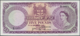 01447 Fiji: 5 Pounds 1962 QEII P. 54, Light Folds In Paper, No Holes Or Tears, Probably Pressed But Still - Fidji