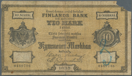 01454 Finland / Finnland: 10 Markkaa 1882 P. A46a, Stronger Used With Strong Folds, Missing Part At Upper - Finland