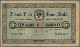 01455 Finland / Finnland: 5 Markkaa 1886 P. A50, Used With Several Folds And Lightly Stained Paper, Tiny C - Finland