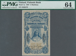 01456 Finland / Finnland: 5 Markkaa 1897, P.1a, PMG Graded 64 Choice Uncirculated - Finlande