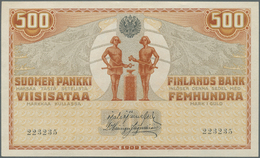01458 Finland / Finnland: 500 Markkaa 1909 P. 23, Light Center Fold, Otherwise Perfect, Condition: XF+ To - Finland