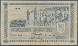 01461 Finland / Finnland: 1000 Markkaa ND(1939) P. 67A, Rare Issue, Used With Vertical And Horizontal Fold - Finnland