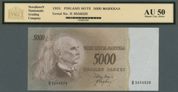 01464 Finland / Finnland: 5000 Markkaa 1955, Almost Perfect Condition With Tiny Spots, NNGC Grading 50 AU - Finland