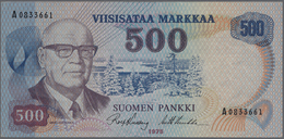 01467 Finland / Finnland: 500 Markkaa 1975 P. 110b, 4 Vertical Folds And Light Handling In Paper But Still - Finland