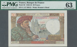 01479 France / Frankreich: 50 Francs 1941, P.93, PMG Graded 63 Choice Uncirculated - Otros & Sin Clasificación