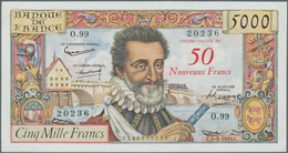 01492 France / Frankreich: 50 NF On 5000 Frans 1959 P. 139, 2 Light Center Bends, One Corner Fold, No Hole - Other & Unclassified