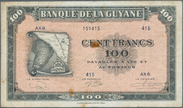 01524 French Guiana / Französisch-Guayana: 100 Francs ND(1944) P. 13b, Used With Folds And Creases, A Few - Frans-Guyana