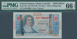 01526 French Guiana / Französisch-Guayana: 10 Francs ND(1947-49) P. 20s In Condition: PMG Graded 66 Gem UN - Französich-Guyana