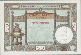 01530 French India / Französisch Indien: 50 Roupies ND Specimen P. 7s With Specimen Perforation, Light Fol - Indien