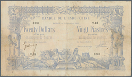 01533 French Indochina / Französisch Indochina: Rare Banknote 20 Dollars = 20 Piastres 1898 P. 30, Strong - Indochine