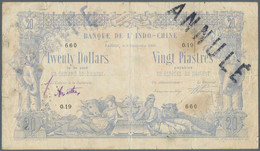 01534 French Indochina / Französisch Indochina: Highly Rare Banknote 20 Dollars = 20 Piastres 1898 With St - Indochine