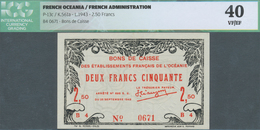 01552 French Oceania / Französisch Ozeanien: 2 1/2 Francs L.1943 P. 13c, In Condition: ICG Graded: 40 VF/E - Unclassified