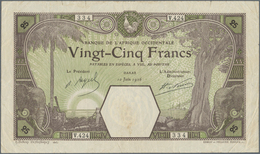 01561 French West Africa / Französisch Westafrika: 25 Francs 1926 DAKAR P. 7Bc In Used Condition With Fold - Stati Dell'Africa Occidentale