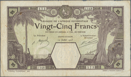 01564 French West Africa / Französisch Westafrika: 25 Francs 1923 Grand-Bassam P. 7Db, Used With Folds And - Westafrikanischer Staaten