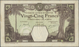 01565 French West Africa / Französisch Westafrika: 25 Francs 1924 PORTO-NOVO P. 7Eb, Used With Folds And L - États D'Afrique De L'Ouest