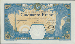 01569 French West Africa / Französisch Westafrika: 50 Francs 1919 DAKAR P. 9Ba, Very Rare Early Date In Ex - Westafrikanischer Staaten