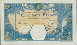 01570 French West Africa / Französisch Westafrika: 50 Francs 1919 DAKAR P. 9Ba, Very Rare Early Date In Ex - Westafrikanischer Staaten