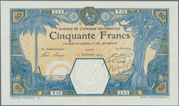 01571 French West Africa / Französisch Westafrika: 50 Francs 1919 DAKAR P. 9Ba, Very Rare Early Date In Ex - États D'Afrique De L'Ouest