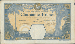 01573 French West Africa / Französisch Westafrika: 50 Francs 1929 DAKAR P. 9Bc, With Additional Serial Num - Westafrikanischer Staaten