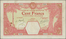 01577 French West Africa / Französisch Westafrika: 100 Francs 1924 CONAKRY P. 10Ac, Rare Note In Used Cond - West African States