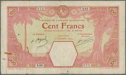 01583 French West Africa / Französisch Westafrika: 100 Francs 1924 PORTO-NOVO P. 11Eb, Used With Folds Ad - États D'Afrique De L'Ouest