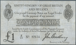 01617 Great Britain / Großbritannien: 1 Pound ND(1914) P. 349a, Stronger Center Fold With A 7mm Tear On To - Other & Unclassified