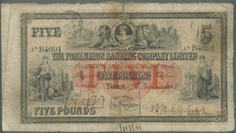 01620 Great Britain / Großbritannien: The York Union Banking Company Ltd. 5 Pounds 1898, Old Used Note Wit - Sonstige & Ohne Zuordnung
