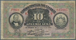 01624 Greece / Griechenland: 10 Drachmai 1914 P. 51a, Stronger Used With Folds And Creases, No Holes Or Re - Griechenland