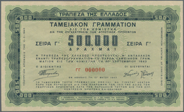 01633 Greece / Griechenland: 500.000 Drachmai 1943 Specimen P. 144s With Zero Serial Numbers, Crisp Paper, - Grèce