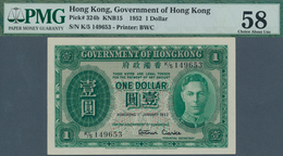 01684 Hong Kong: 1 Dollar 1952 P. 324b In Condition: PMG Graded 58 Choice AUNC. - Hong Kong