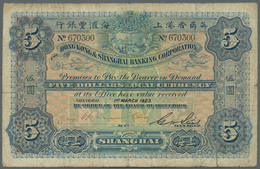 01685 Hong Kong: 5 Dollars 1923 Hong Kong & Shanghai Banking Corporation P. S353, Used With Folds And Crea - Hong Kong