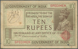 01738 India / Indien: Highly Rare SPECIMEN Note Of 10 Rupees ND(1917-30) P. 6s With Red Specimen Overprint - Indien