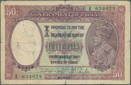 01740 India / Indien: 50 Rupees ND(1930) P. 9b, Sign Taylor, Issue For BOMBAY, Strong Horizontal And Cente - Indien