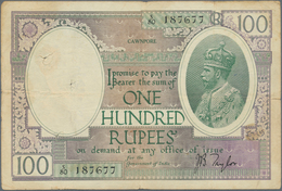 01741 India / Indien: 100 Rupees ND(1917-30) CAWNPORE Issue, Sign. Taylor, P. 10j, Rare Issue Region, Used - Indien