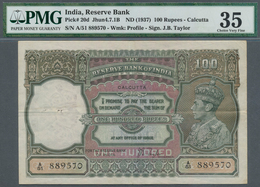 01747 India / Indien: 100 Rupees ND(1937) P. 20d, Condition: PMG Graded 35 Choice Very Fine. - Inde