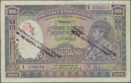 01752 India / Indien: 1000 Rupees ND(1937) P. 21a BOMBAY Issue, Interesting With 3 "Payment Refused Under - Inde