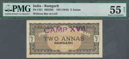 01764 India / Indien: Ramgarh P.O.W. 2 Annas 1942 In Condition: PMG Graded 55 AUNC NET. - Inde