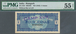 01765 India / Indien: Ramgarh P.O.W. 4 Annas 1942 In Condition: PMG Graded 55 AUNC NET. - Inde