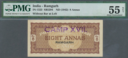 01766 India / Indien: Ramgarh P.O.W. 8 Annas 1941 In Condition: PMG Graded 55 AUNC NET. - Inde