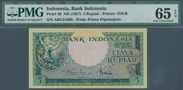 01769 Indonesia / Indonesien: 5 Rupiah ND(1957) P. 49, Condition: PMG Graded 65 Gem UNC EPQ. - Indonesia