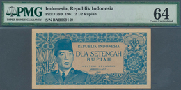 01777 Indonesia / Indonesien: 2 1/2 Rupiah 1961 P. 79B, Condition: PMG Graded 64 Choice UNC. - Indonésie